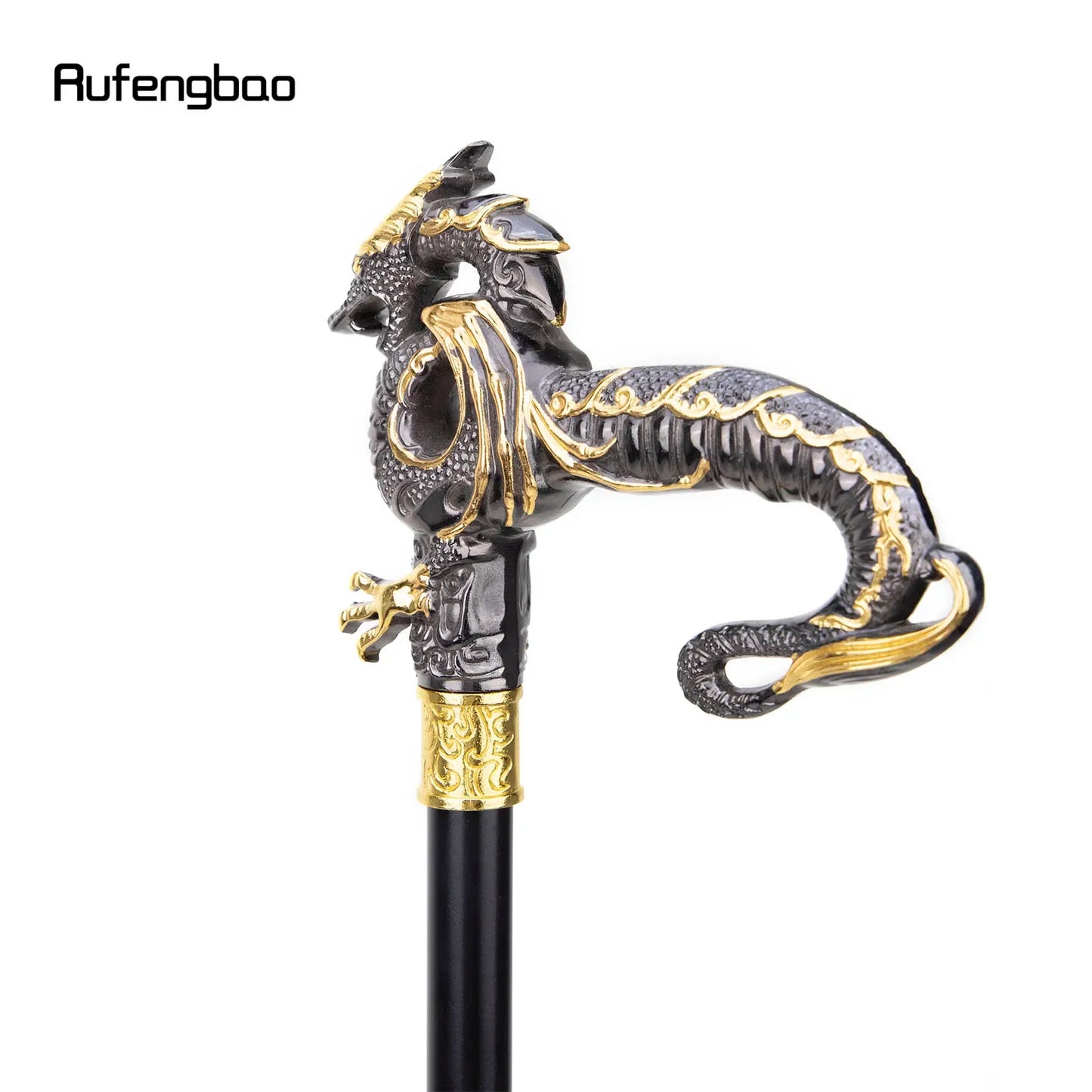 Gold Black Luxury Dragon Walking Cane Fashion Decorative Walking Stick Gentleman Elegant Cosplay Cane Knob Crosier 93cm