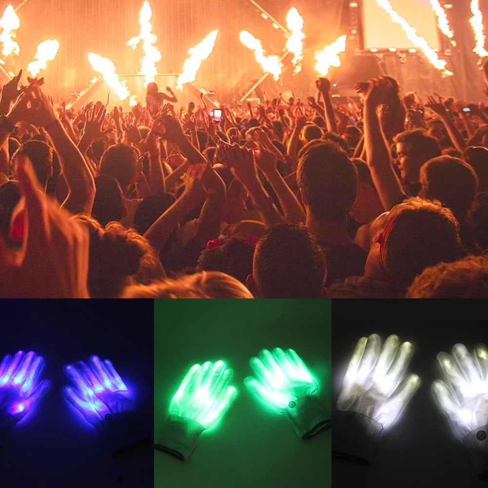 LED, Glowing,  Flashing Skull Gloves, Stage Costume Supplies, Sensory Toy
