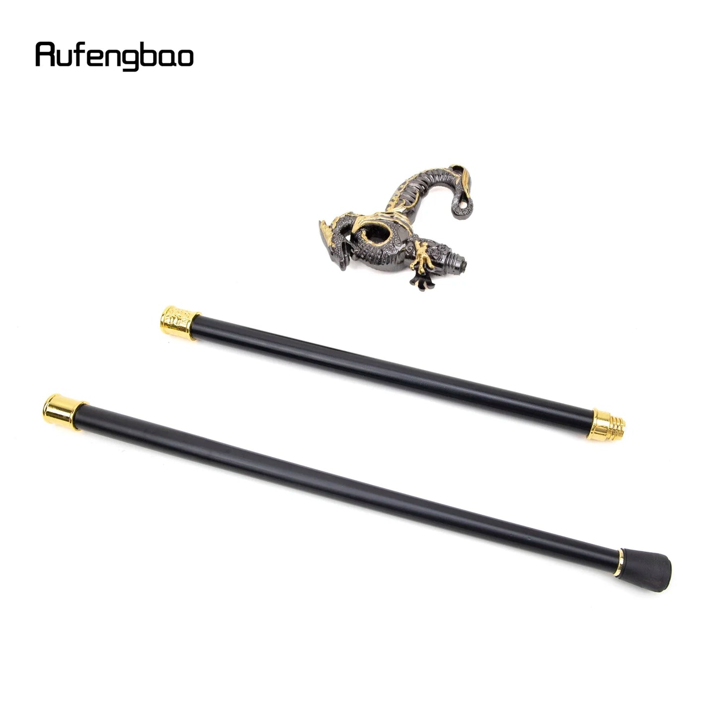 Gold Black Luxury Dragon Walking Cane Fashion Decorative Walking Stick Gentleman Elegant Cosplay Cane Knob Crosier 93cm