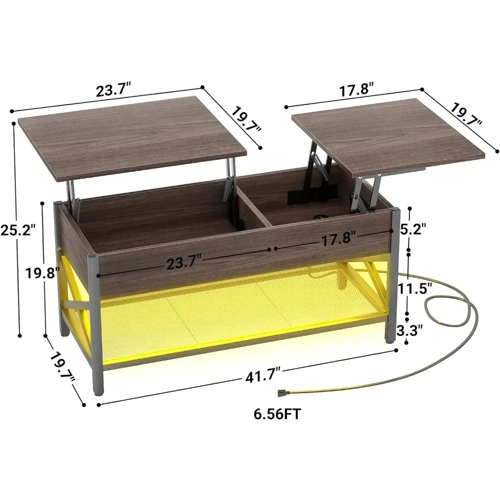 Modern Lift-Top Table With Storage Shelf Coffee Tables Chairs Center Table Espresso X Support Metal Frame,Coffee Tables