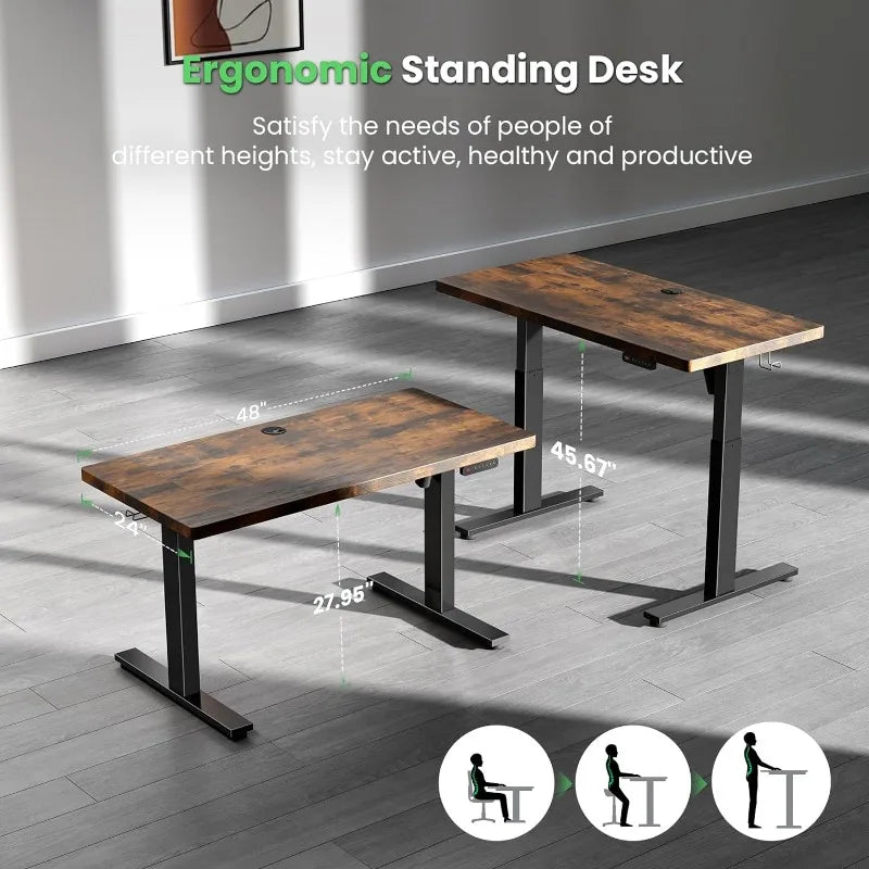 Electric Standing Desk Adjustable - 48 x 24 Inch Sit Stand up Table with Cable Management for Computer Home Office Desks- Meets ADA Recommendations for accessibility including wheelchairs