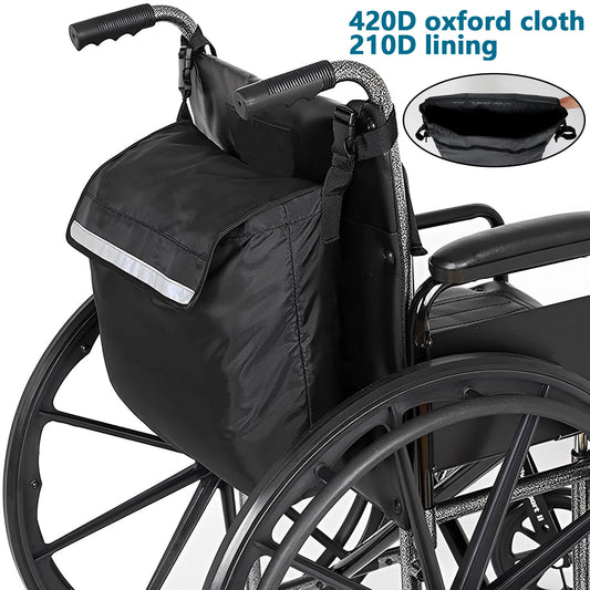 Wheelchair Armrest Side Storage Bag Waterproof Wheelchair Pouch Large Capacity Portable Pocket Suitable For Most Walking Wheels