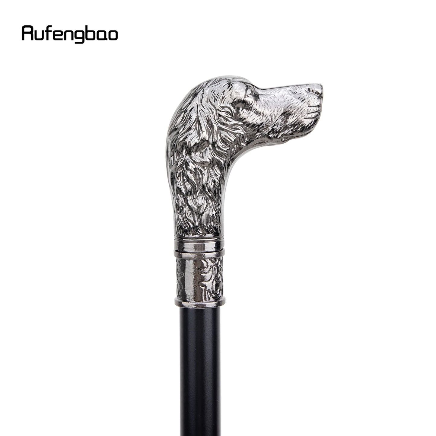 Sliver Loyal Dog Head Walking Cane Fashion Decorative Walking Stick Gentleman Elegant Cosplay Cane Knob Crosier 93cm