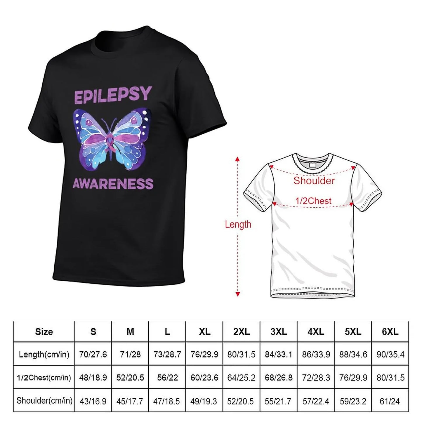 Epilepsy Awareness Butterfly Purple Ribbon Seizure T-Shirt