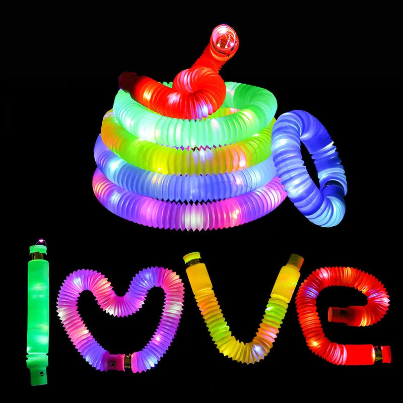 Colorful Plastic Luminous Pop Tube LED Light Fidget Sensory Toys for Adults Child Ati-stress Reliever Special Needs Adhd Autism