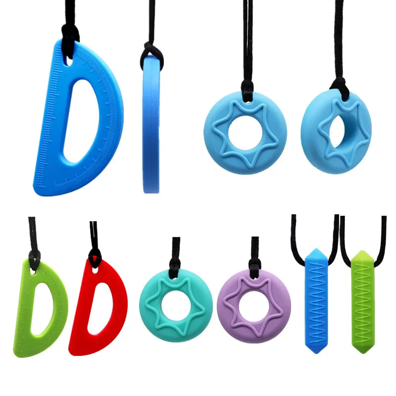 BPA Free Silicone Sensory Chewy or Teether Necklace for Adults Children Autism ADHD Special Needs