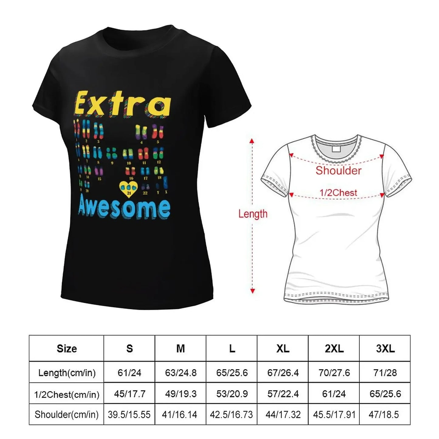 Extra Awesome XY Boy Trisomy 21 World Down Syndrome T-Shirt aesthetic clothes Short sleeve tee funny Women's cotton t-shirt